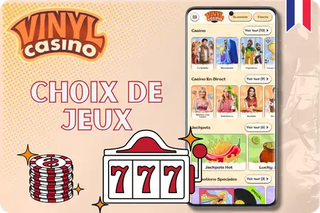 Le joueur explore différents jeux de casino dans la ludothèque