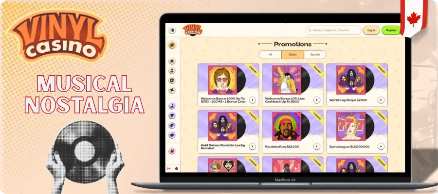 Retro-inspired design with a music theme and classic details