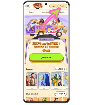 Player starts the registration process on the website