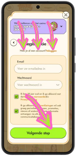 Vinyl Casino Formulier met velden voor e-mail en wachtwoord